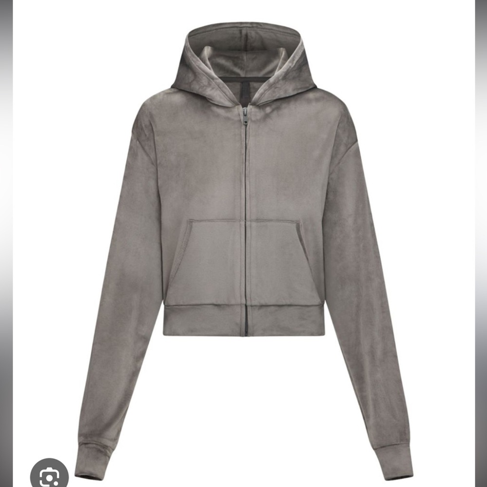 Skims Velour Zip Up Hoodie
